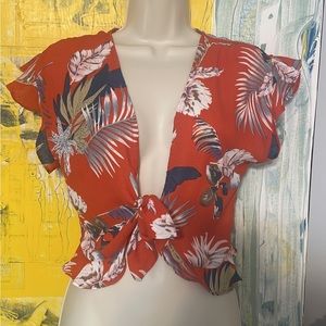 Sage the label patterned summer blouse with tie